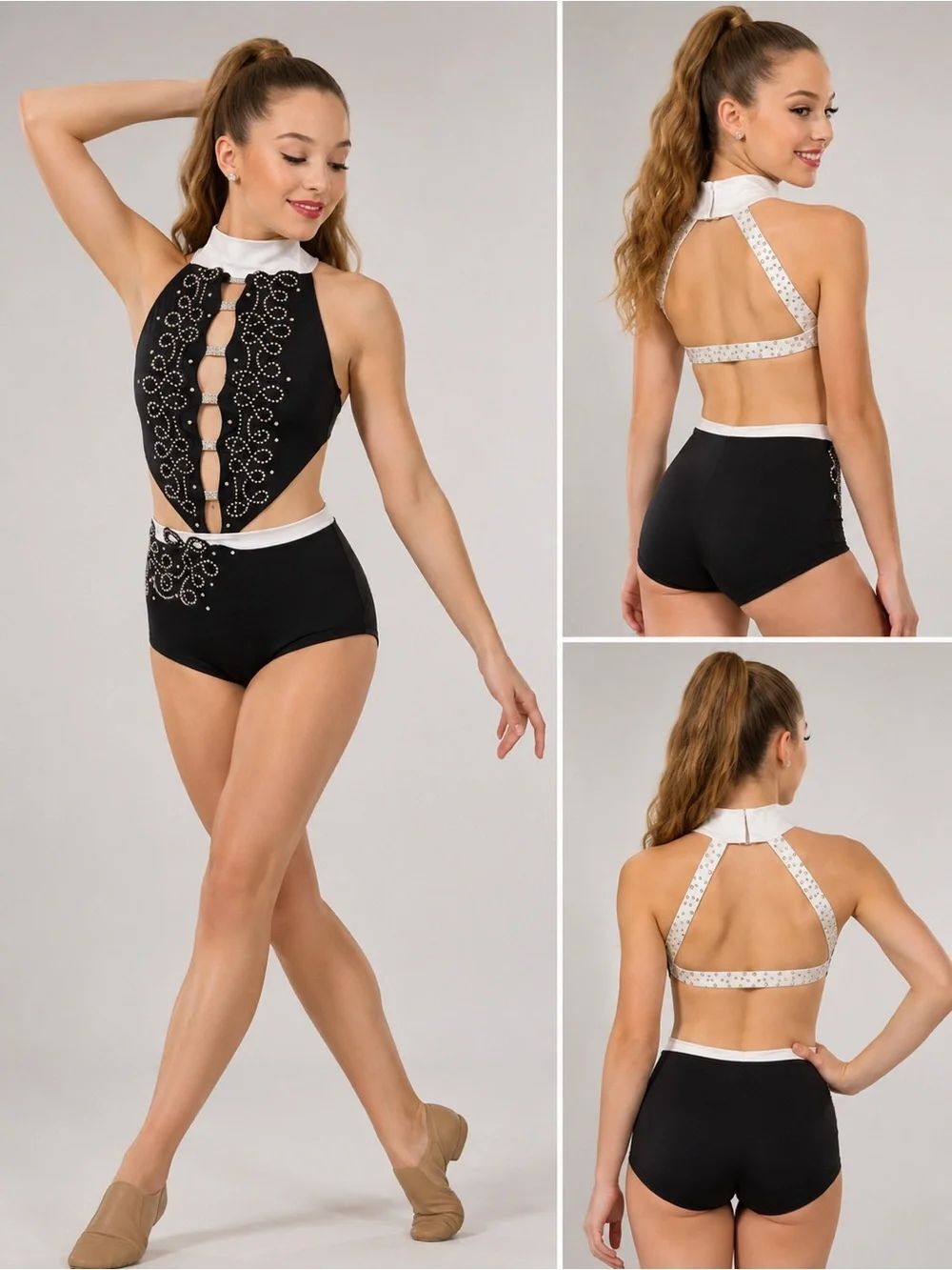 Custom Solo Dance Costume Black White 2 Piece Cut Out SA Adult Contemporary Jazz